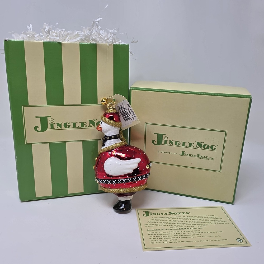NIB JingleNog Anser Goose Ornament #80519 Hand Blown & Painted in Poland
